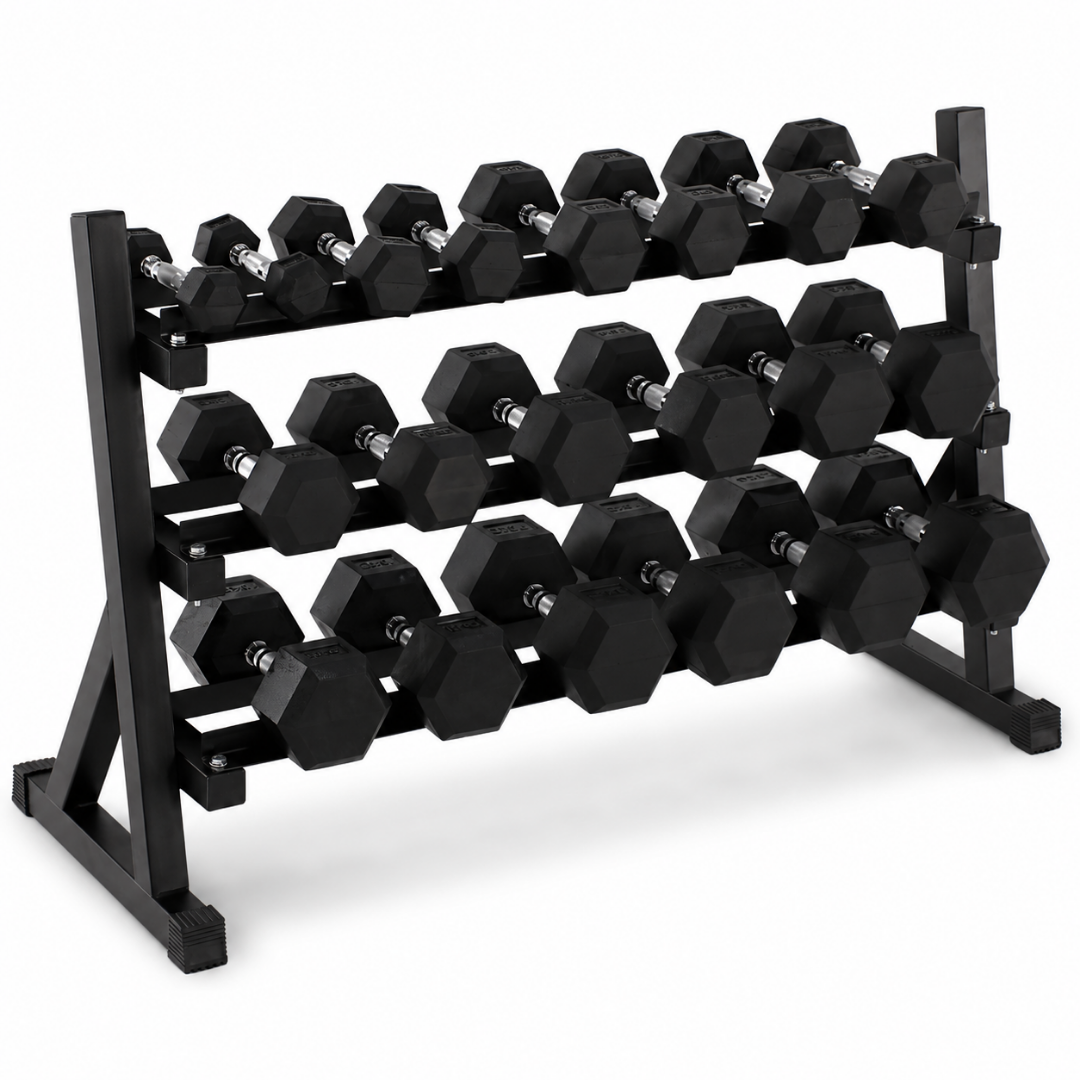 Set di manubri esagonali - da 2 a 20KG con supporto per manubri
