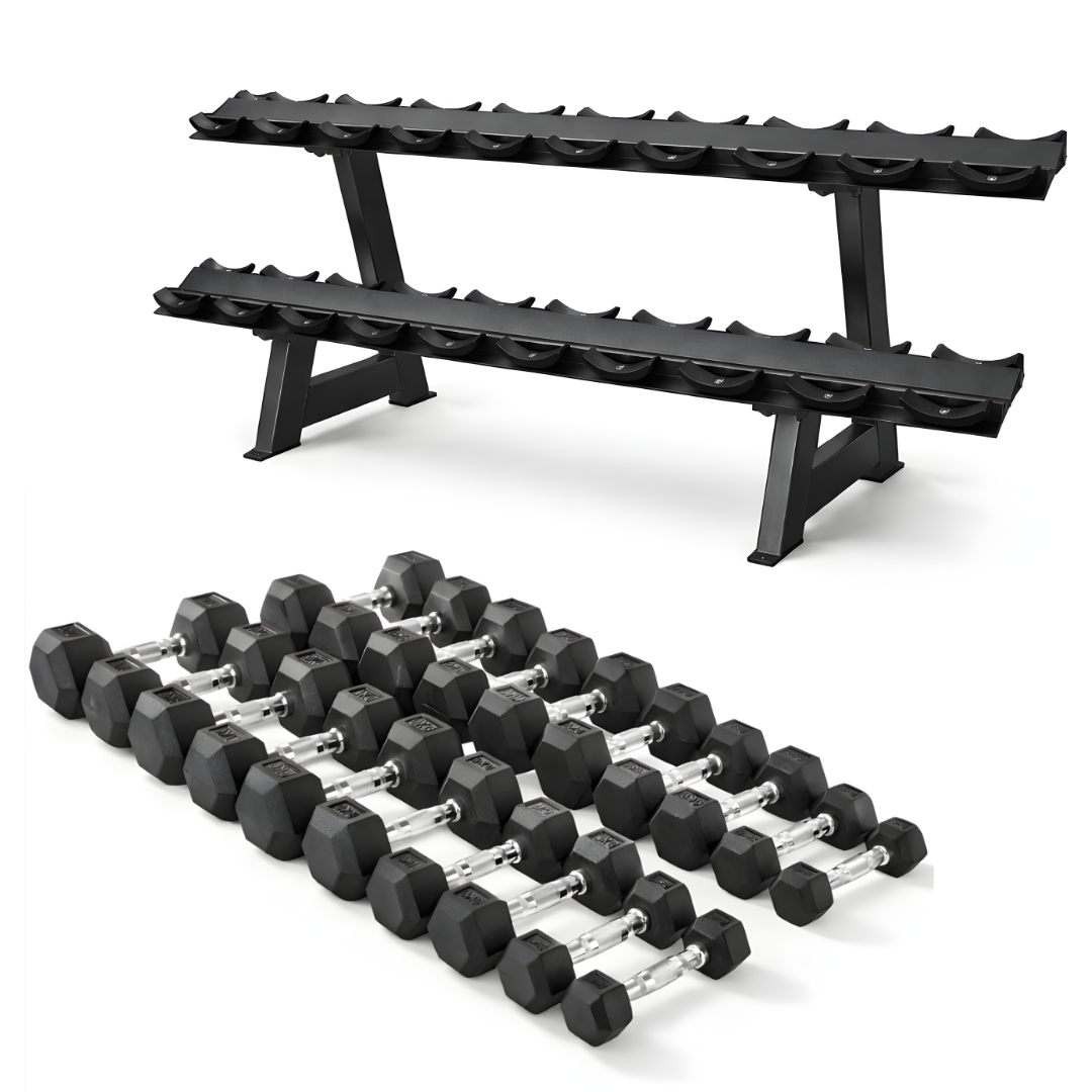 Hexa Dumbbell Set - 2 t/m 20KG met Dumbbell Rack