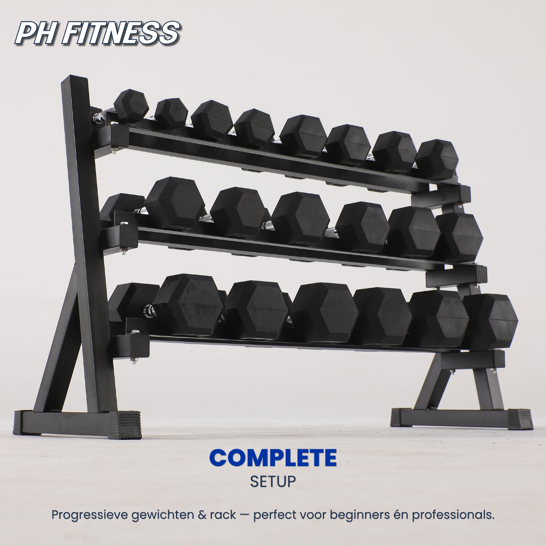 Set di manubri esagonali - da 2 a 20KG con supporto per manubri