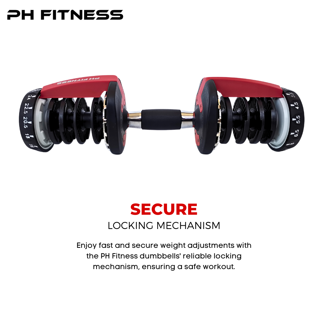 PH Fitness Verstelbare Dumbbells Set t/m 24KG | 2 STUKS |  Dumbell | Gewichten