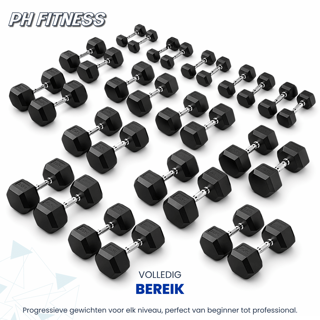 Hexa Dumbbell Set - 1 t/m 10KG - 12.5 t/m 20KG - Dumbbell Rack - Physical Sports Group B.V.