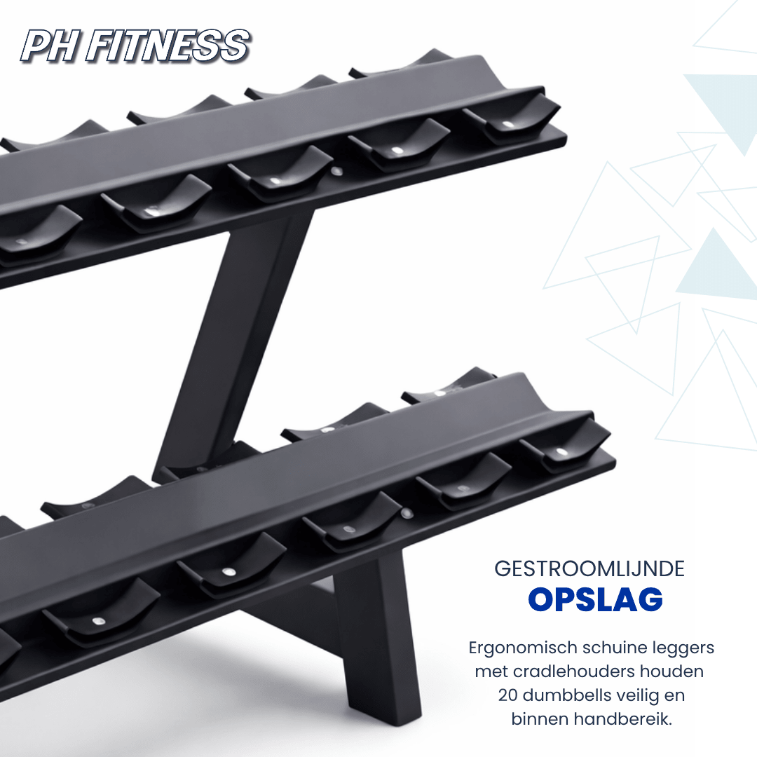 Hexa Dumbbell Set - 2 t/m 20KG met Dumbbell Rack - Physical Sports Group B.V.