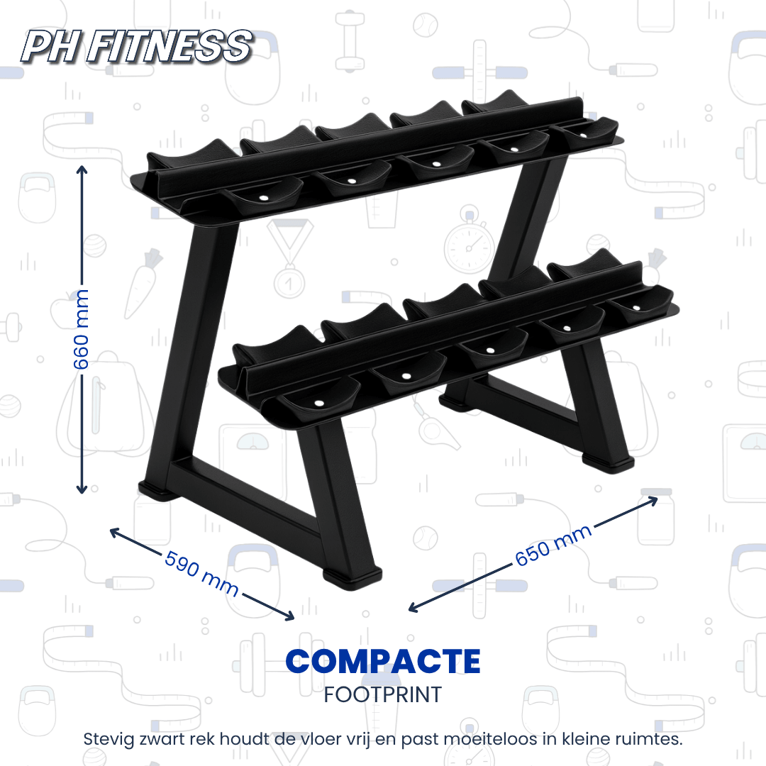 Hexa Dumbbell Set - 2.5 t/m 15KG met Dumbbell Rack - Physical Sports Group B.V.