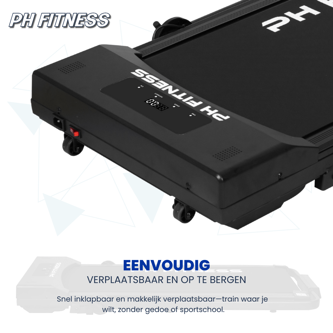 PH Fitness Loopband – 8 km/u - Incline & Handmatige Helling – Black / Zwart – Walking Pad – Loopband voor Thuis – Loopb - PH Fitness