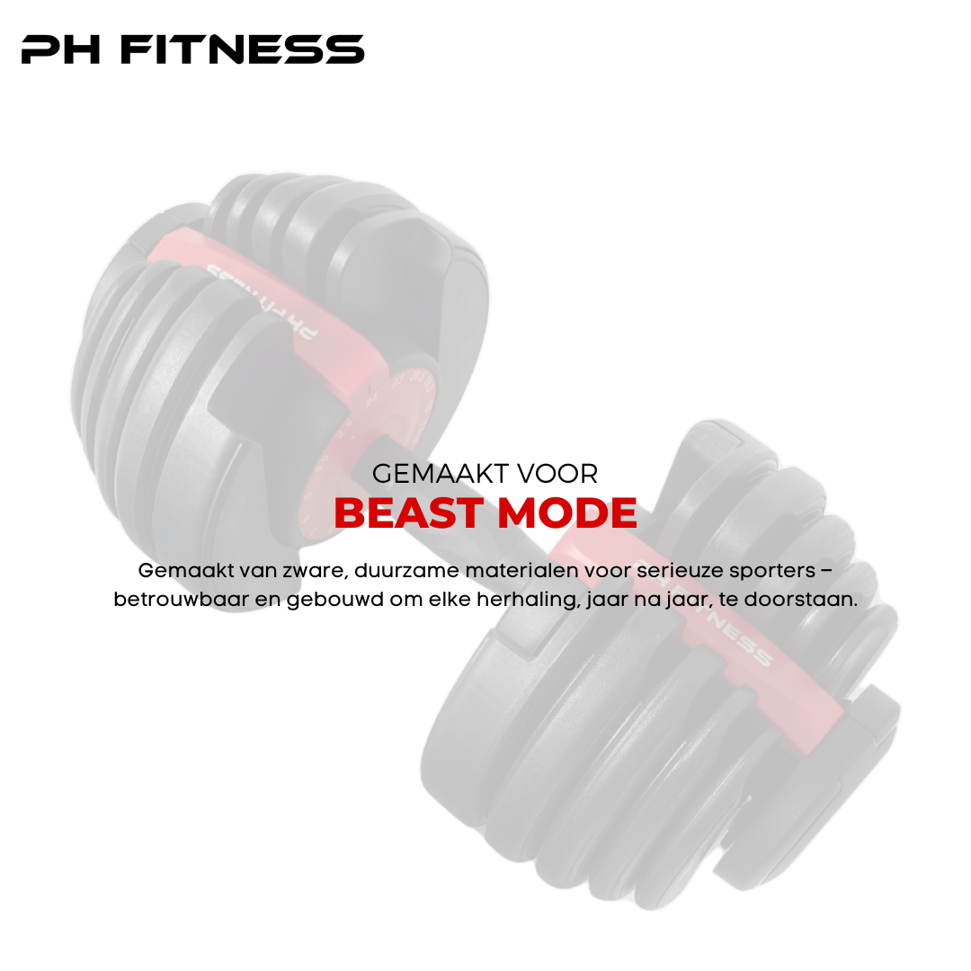 Gewichtsschijven van de rode PH Fitness Premium verstelbare dumbbell