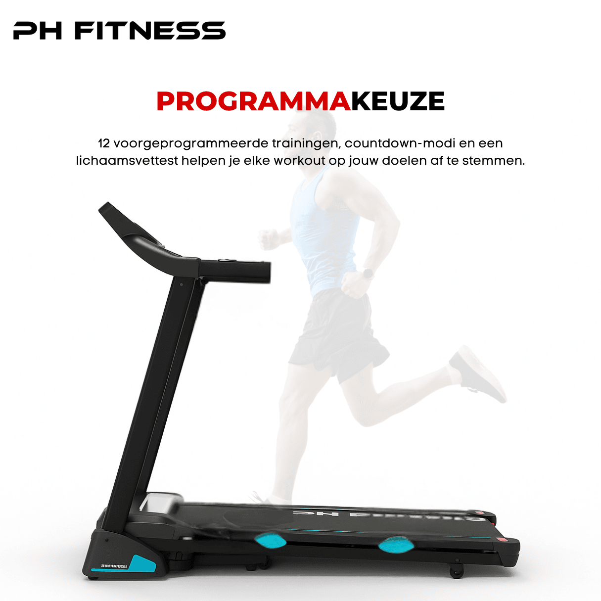 PRO - 190 Opvouwbare Loopband – 2.5HP, 18km/u, 15% Automatische Hellingshoek, Bluetooth, 130kg Draagvermogen - PH Fitness