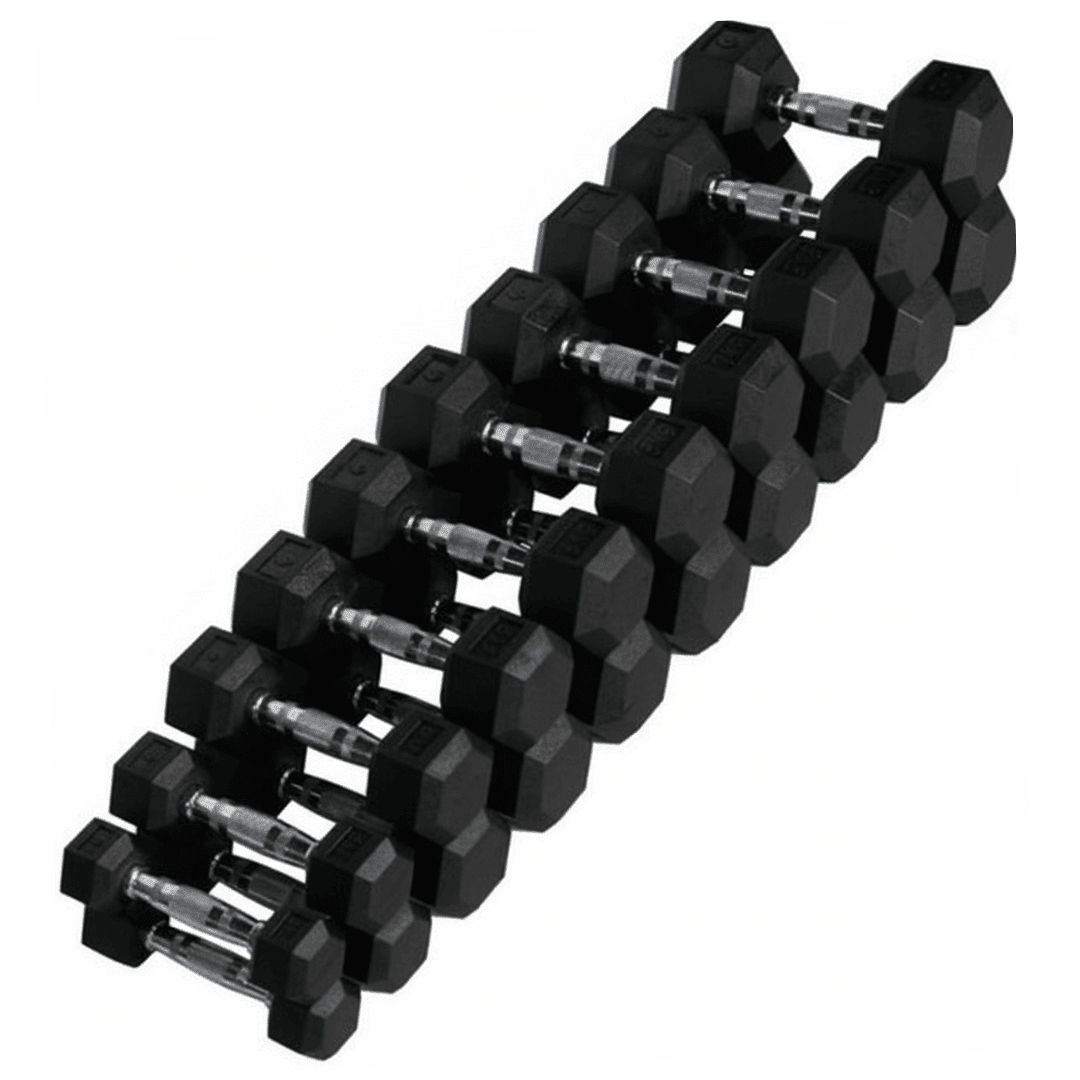 Professionele Hexa Dumbbell Set 2–30 kg met 2 - Laags Rack – Complete Halterset 480 kg – Rubber Zeshoekige Dumbbells voor Home Gym, Fitness & Krachttraining - PH Fitness