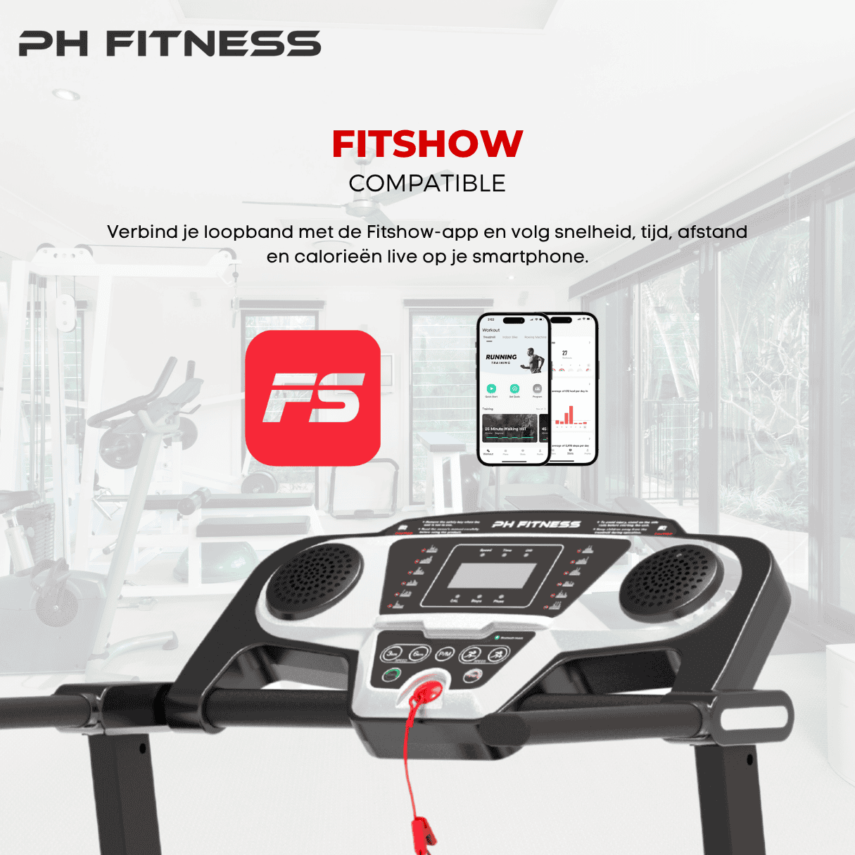 TR - 800 Opvouwbare Loopband – 1.5HP, 12km/u, Bluetooth App, 130kg Draagvermogen, 12 Programma’s - PH Fitness