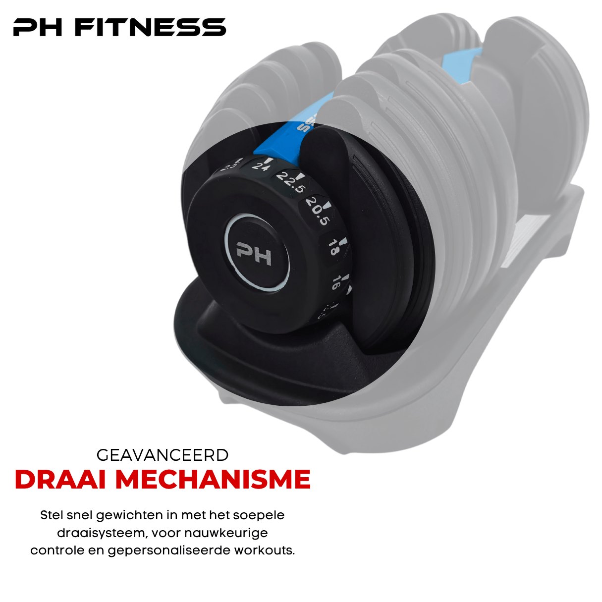 Verstelbare Dumbbells Set 24KG - Blauw - PH Fitness
