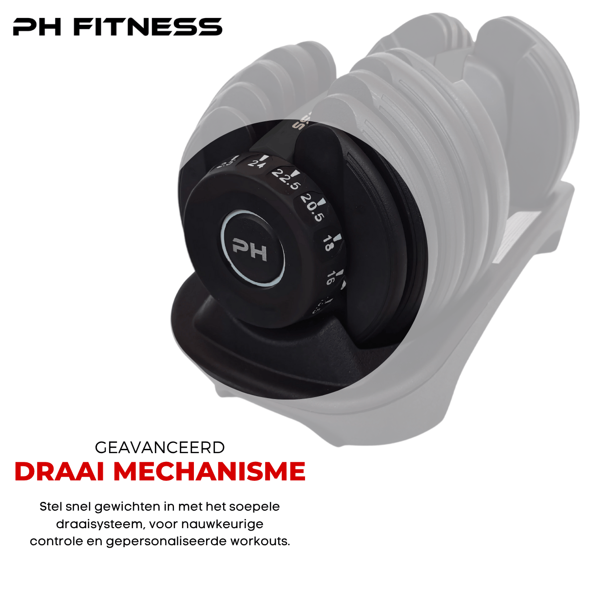Verstelbare Dumbbells Set 24KG - Zwart - PH Fitness