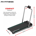 WP - 400 Opvouwbare Loopband – 1.5HP, 8km/u, Bluetooth App, 130kg Draagvermogen, 12 Programma’s - PH Fitness